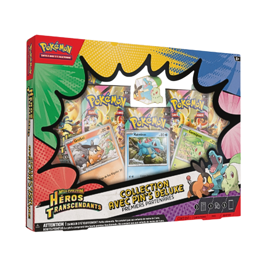 Coffret Pin’s Deluxe Pokémon - Premiers Partenaires - Héros Transcendants - ME02.5