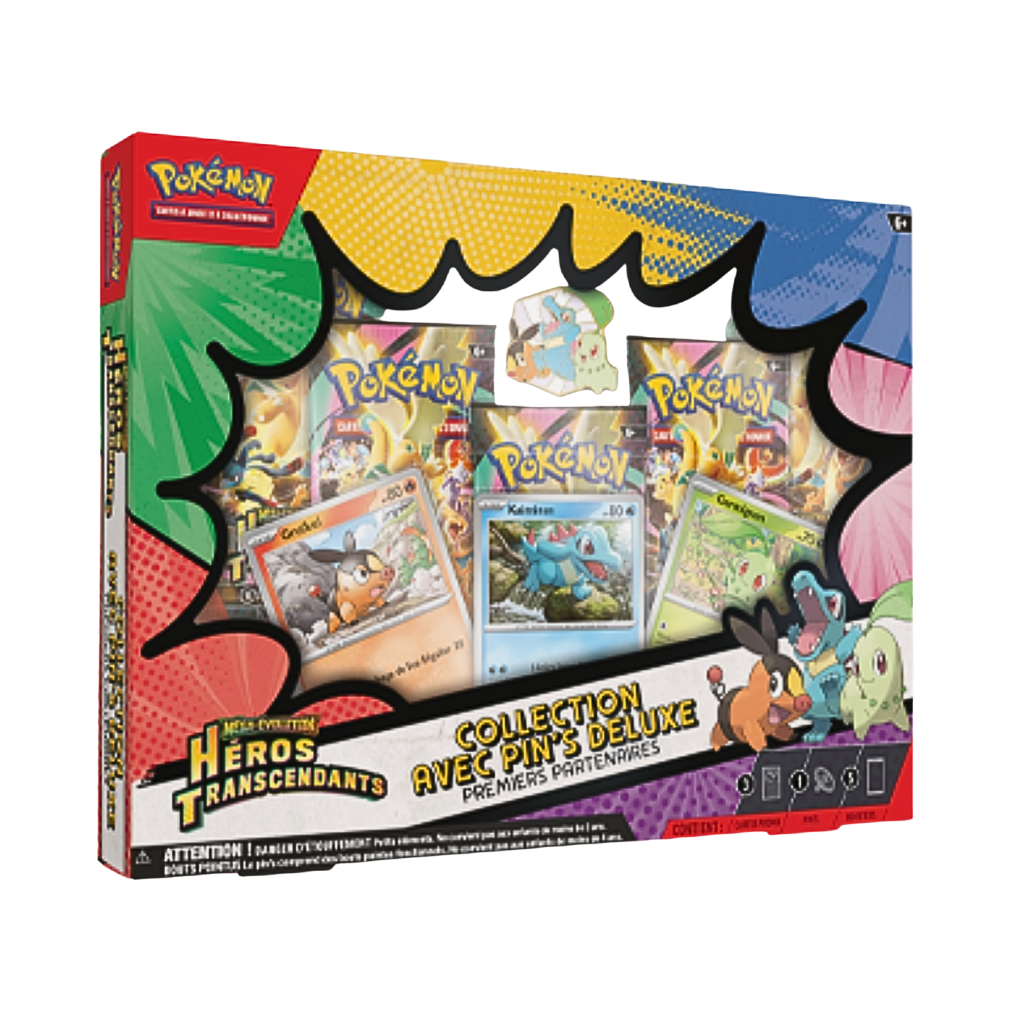 Coffret Pin’s Deluxe Pokémon - Premiers Partenaires - Héros Transcendants - ME02.5